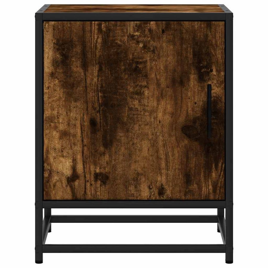 Nachtkastje 40x31x50 cm bewerkt hout en metaal gerookt eiken