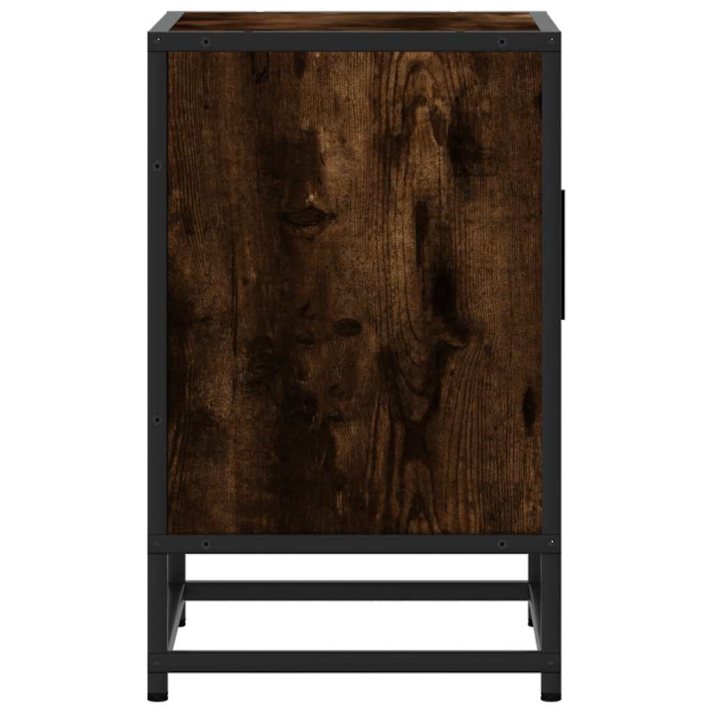 Nachtkastje 40x31x50 cm bewerkt hout en metaal gerookt eiken