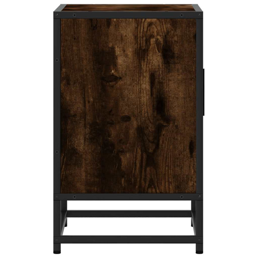 Nachtkastje 40x31x50 cm bewerkt hout en metaal gerookt eiken