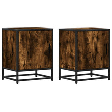Nachtkastjes 2 st 40x31x50 cm bewerkt hout&metaal gerookt eiken