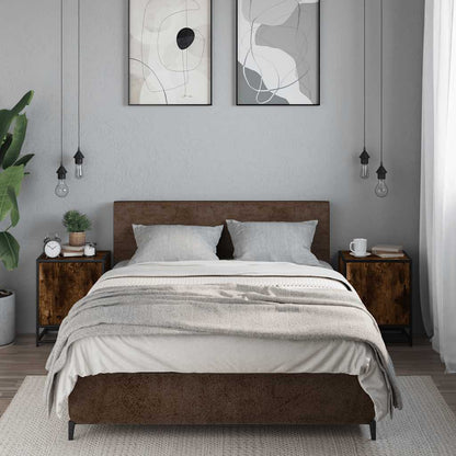 Nachtkastjes 2 st 40x31x50 cm bewerkt hout&metaal gerookt eiken