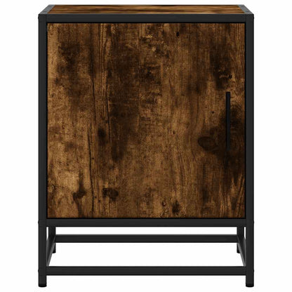 Nachtkastjes 2 st 40x31x50 cm bewerkt hout&metaal gerookt eiken