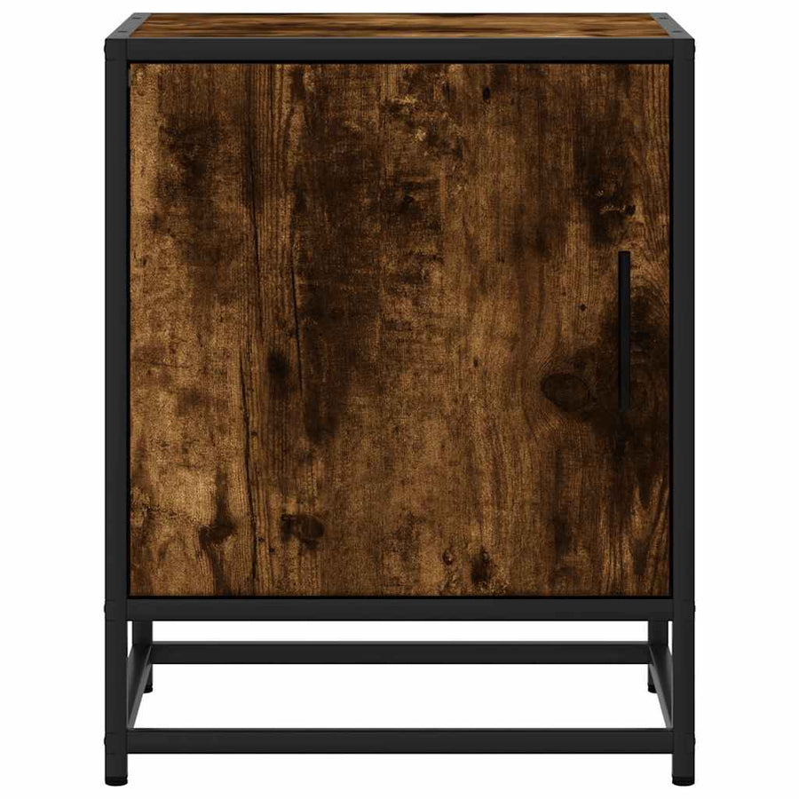 Nachtkastjes 2 st 40x31x50 cm bewerkt hout&metaal gerookt eiken