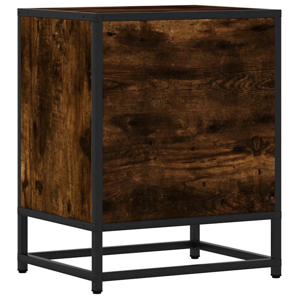 Nachtkastjes 2 st 40x31x50 cm bewerkt hout&metaal gerookt eiken