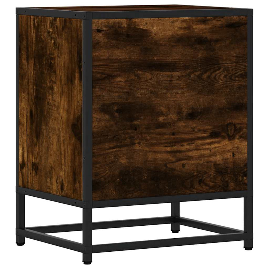 Nachtkastjes 2 st 40x31x50 cm bewerkt hout&metaal gerookt eiken