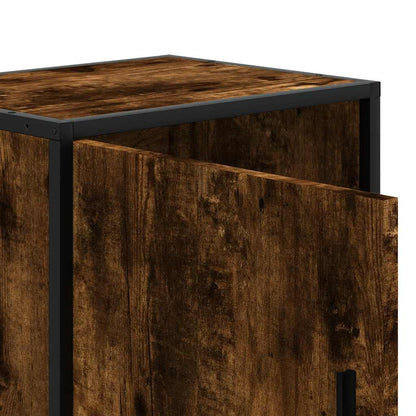 Nachtkastjes 2 st 40x31x50 cm bewerkt hout&metaal gerookt eiken