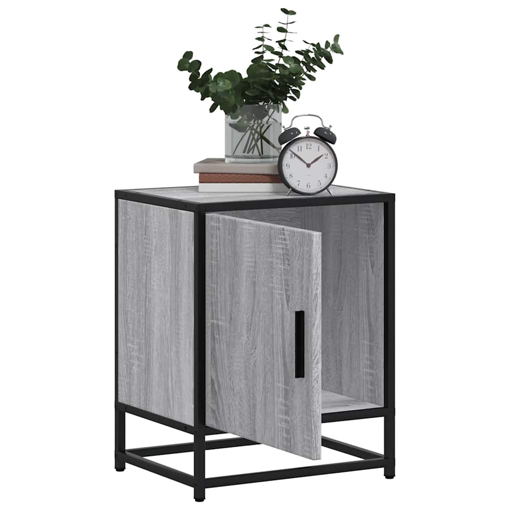 Nachtkastje 40x31x50 cm bewerkt hout&metaal grijs sonoma eiken