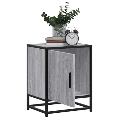 Nachtkastje 40x31x50 cm bewerkt hout&metaal grijs sonoma eiken