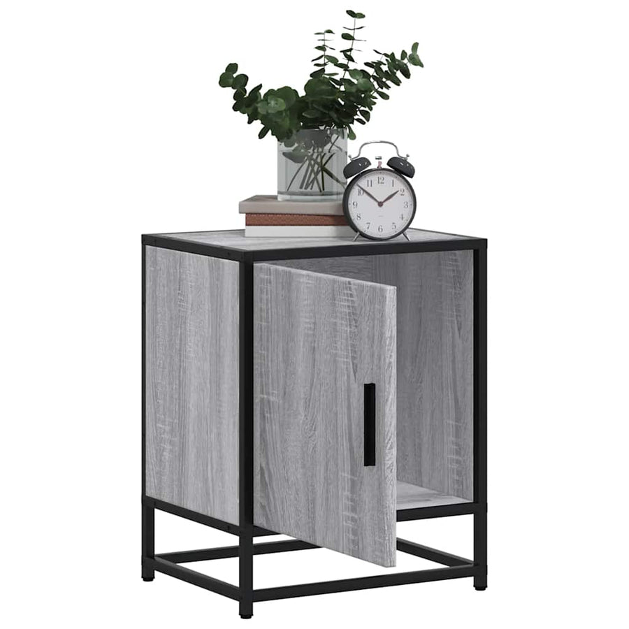 Nachtkastje 40x31x50 cm bewerkt hout&metaal grijs sonoma eiken