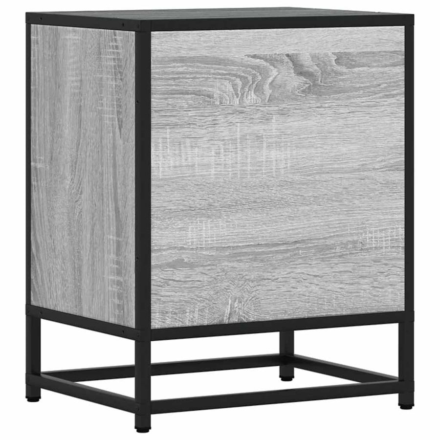 Nachtkastje 40x31x50 cm bewerkt hout&metaal grijs sonoma eiken