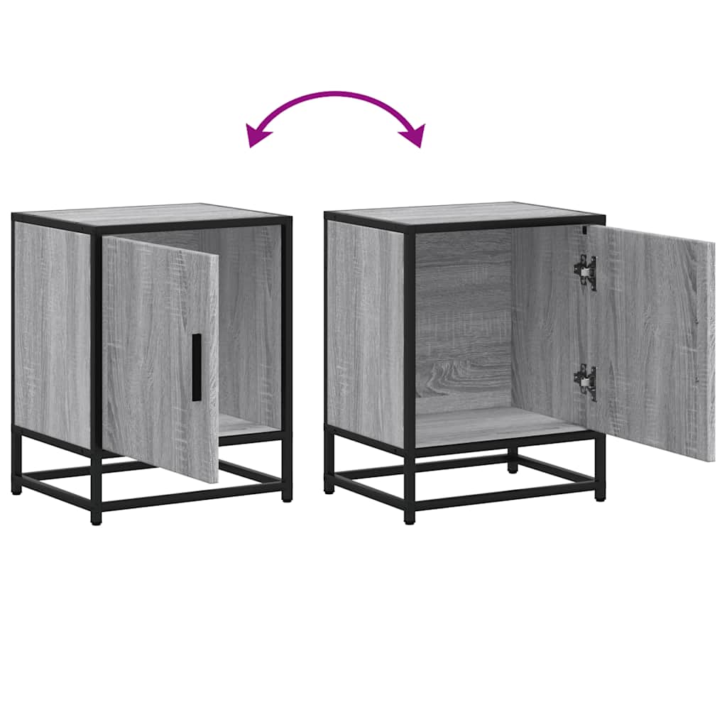 Nachtkastje 40x31x50 cm bewerkt hout&metaal grijs sonoma eiken
