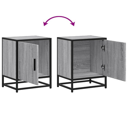 Nachtkastje 40x31x50 cm bewerkt hout&metaal grijs sonoma eiken