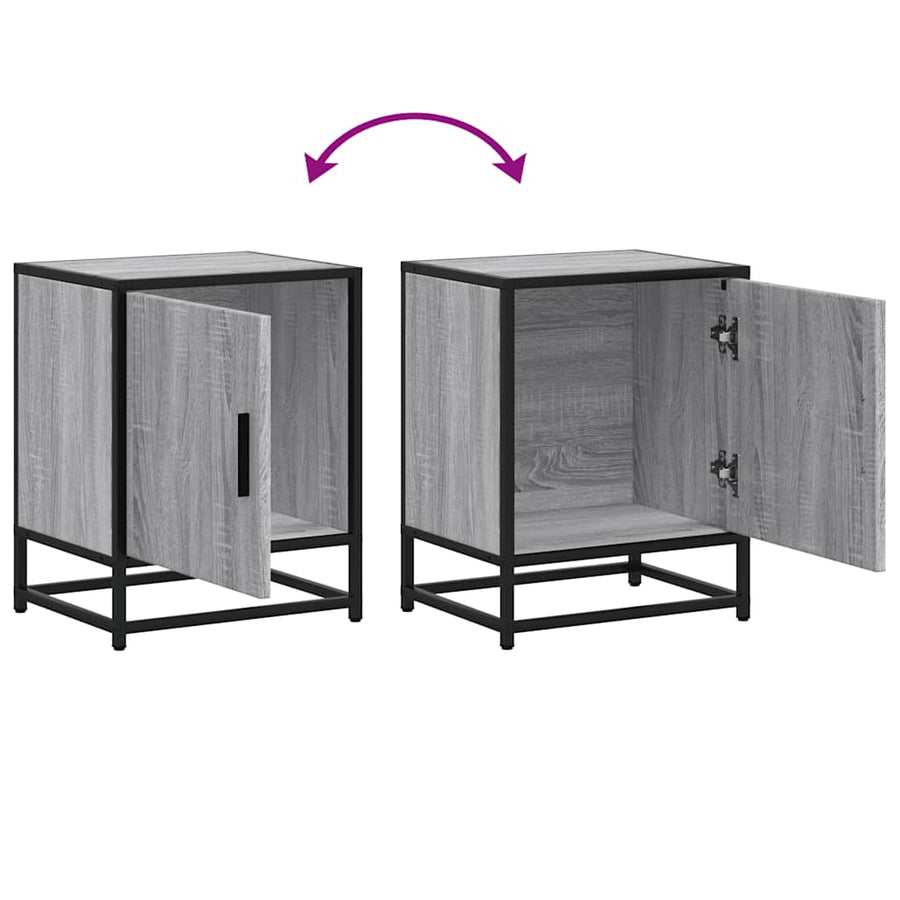 Nachtkastje 40x31x50 cm bewerkt hout&metaal grijs sonoma eiken