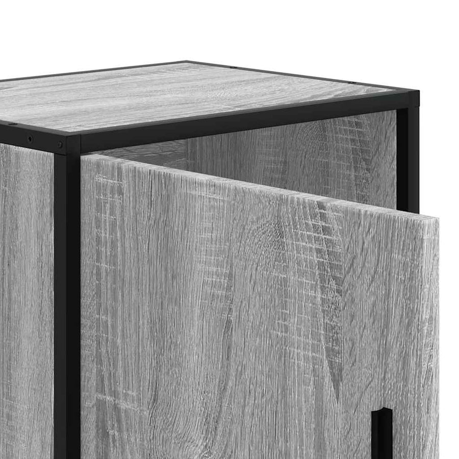 Nachtkastje 40x31x50 cm bewerkt hout&metaal grijs sonoma eiken