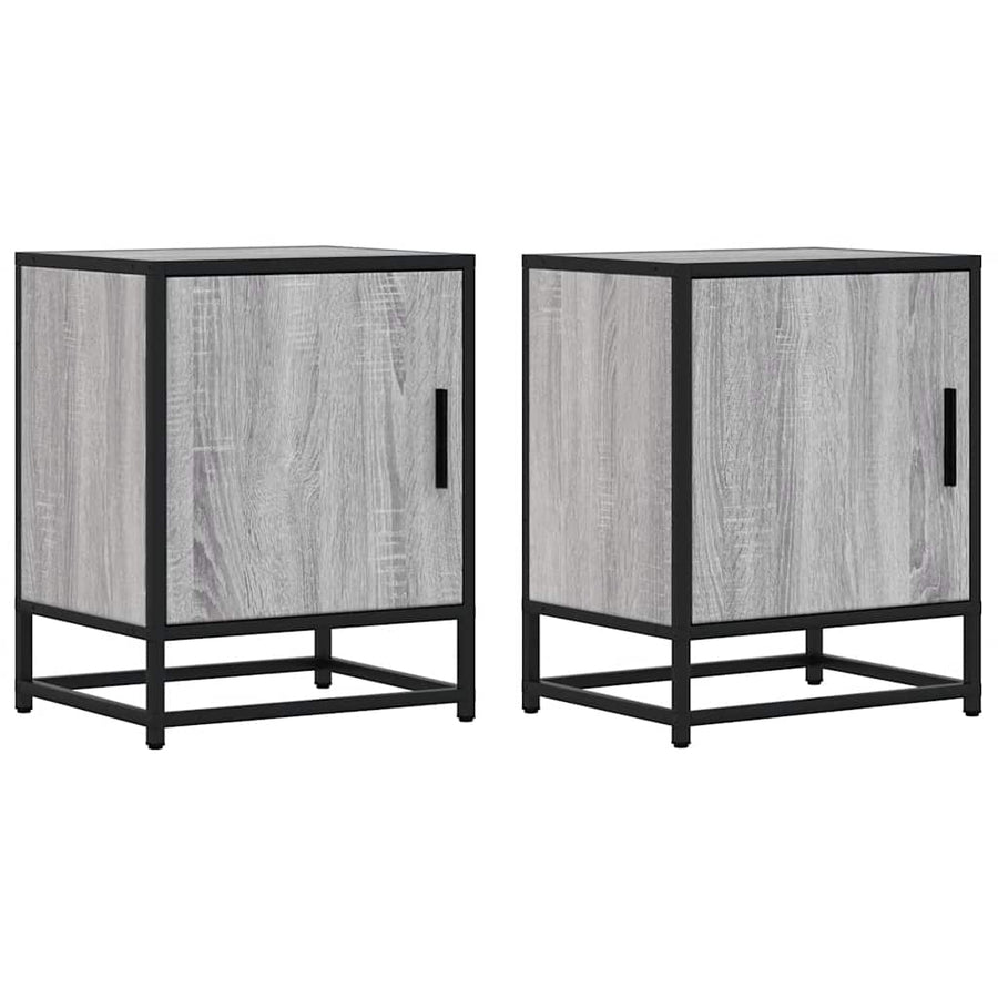 Nachtkastjes 2 st 40x31x50 cm bewerkt hout&metaal grijs sonoma