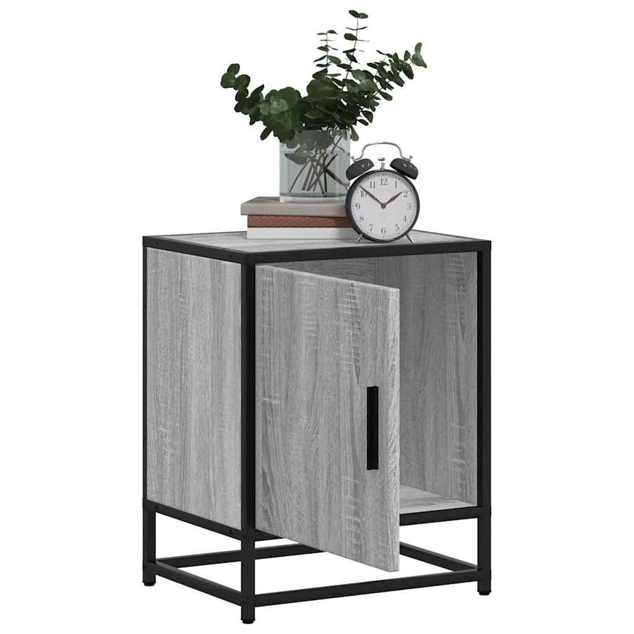 Nachtkastjes 2 st 40x31x50 cm bewerkt hout&metaal grijs sonoma