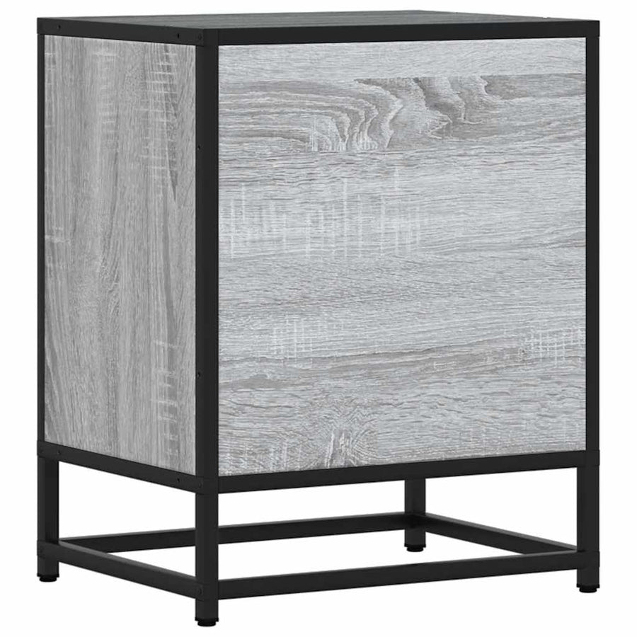 Nachtkastjes 2 st 40x31x50 cm bewerkt hout&metaal grijs sonoma