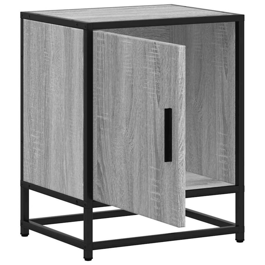 Nachtkastjes 2 st 40x31x50 cm bewerkt hout&metaal grijs sonoma