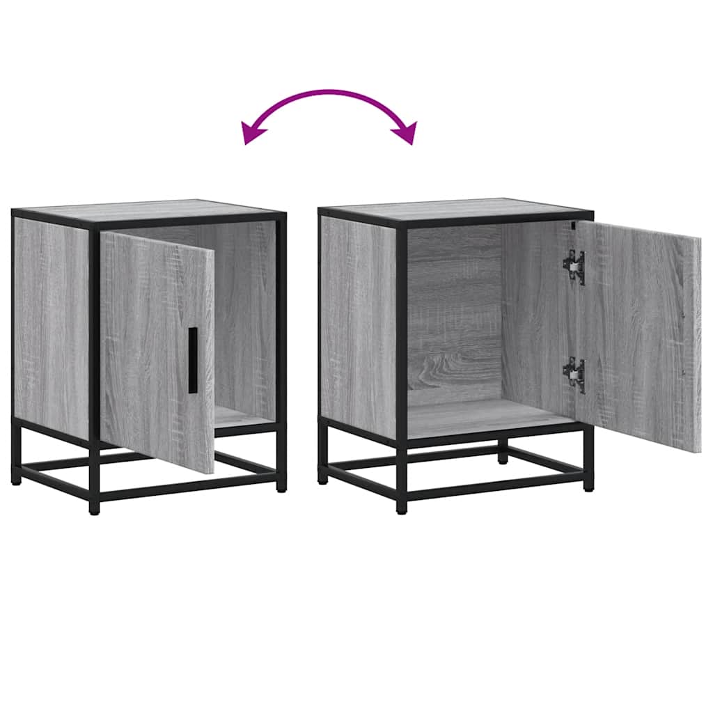 Nachtkastjes 2 st 40x31x50 cm bewerkt hout&metaal grijs sonoma