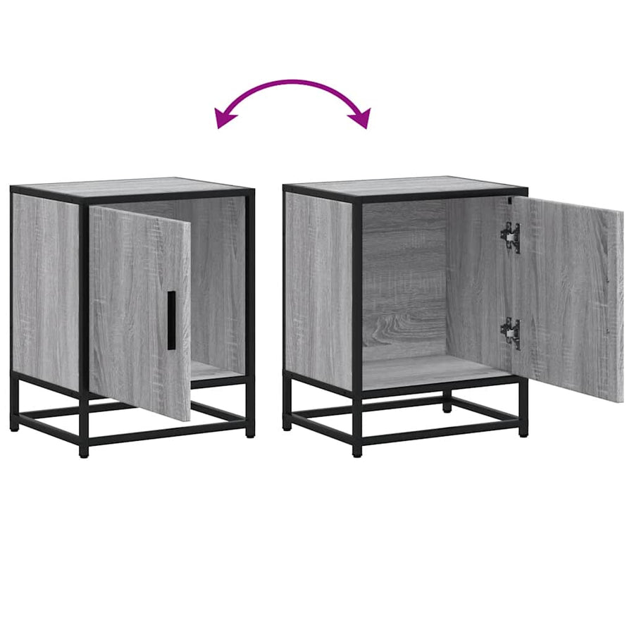 Nachtkastjes 2 st 40x31x50 cm bewerkt hout&metaal grijs sonoma