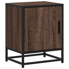 Nachtkastje 40x31x50 cm bewerkt hout en metaal bruin eikenkleur