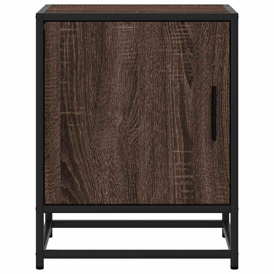 Nachtkastje 40x31x50 cm bewerkt hout en metaal bruin eikenkleur