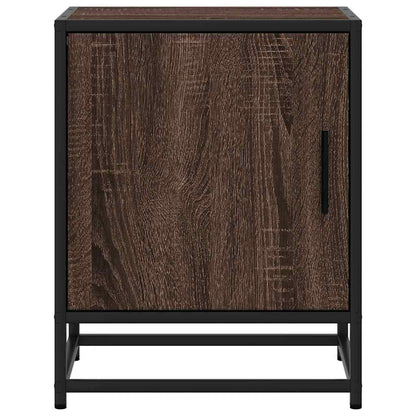Nachtkastjes 2 st 40x31x50cm bewerkt hout en metaal bruin eiken