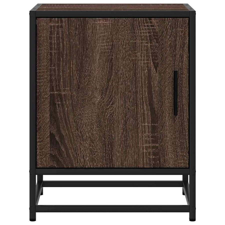 Nachtkastjes 2 st 40x31x50cm bewerkt hout en metaal bruin eiken