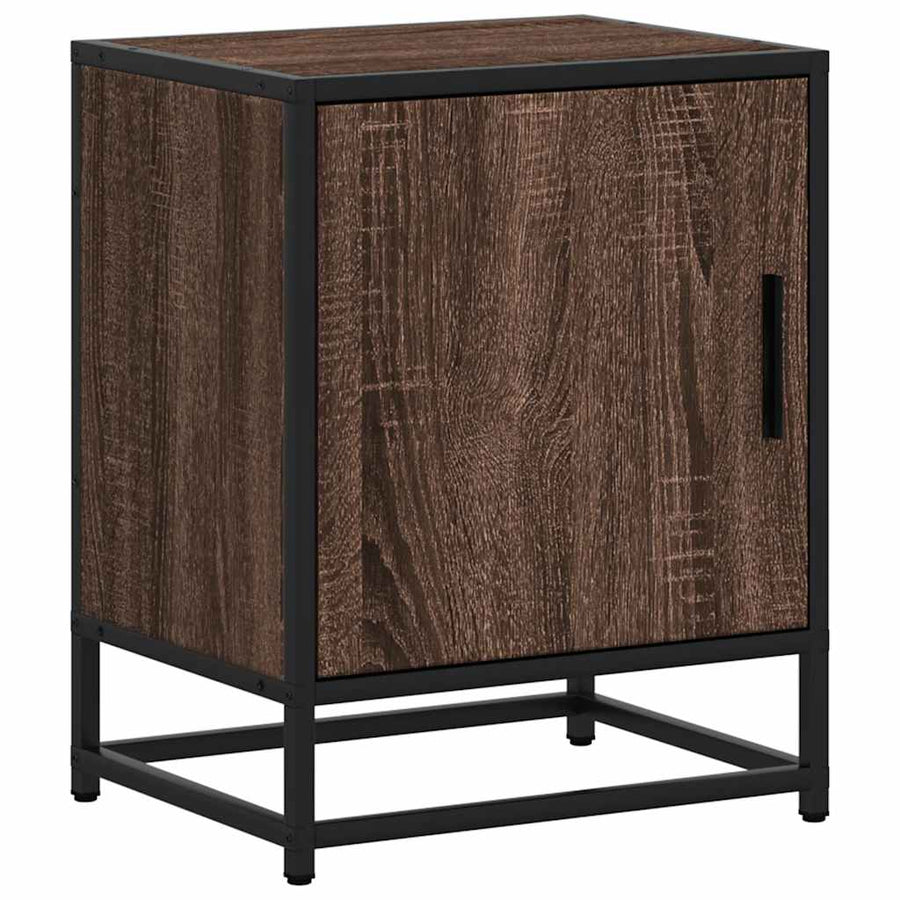 Nachtkastjes 2 st 40x31x50cm bewerkt hout en metaal bruin eiken