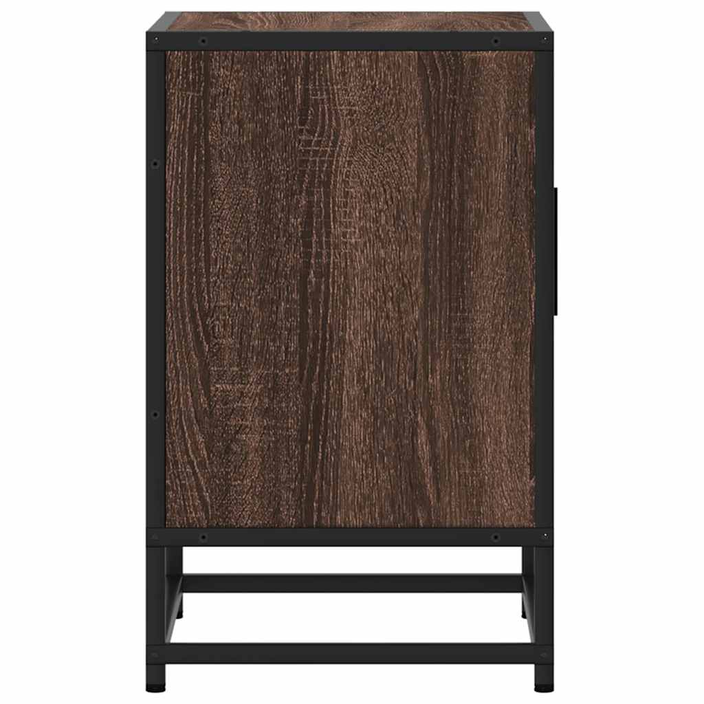 Nachtkastjes 2 st 40x31x50cm bewerkt hout en metaal bruin eiken