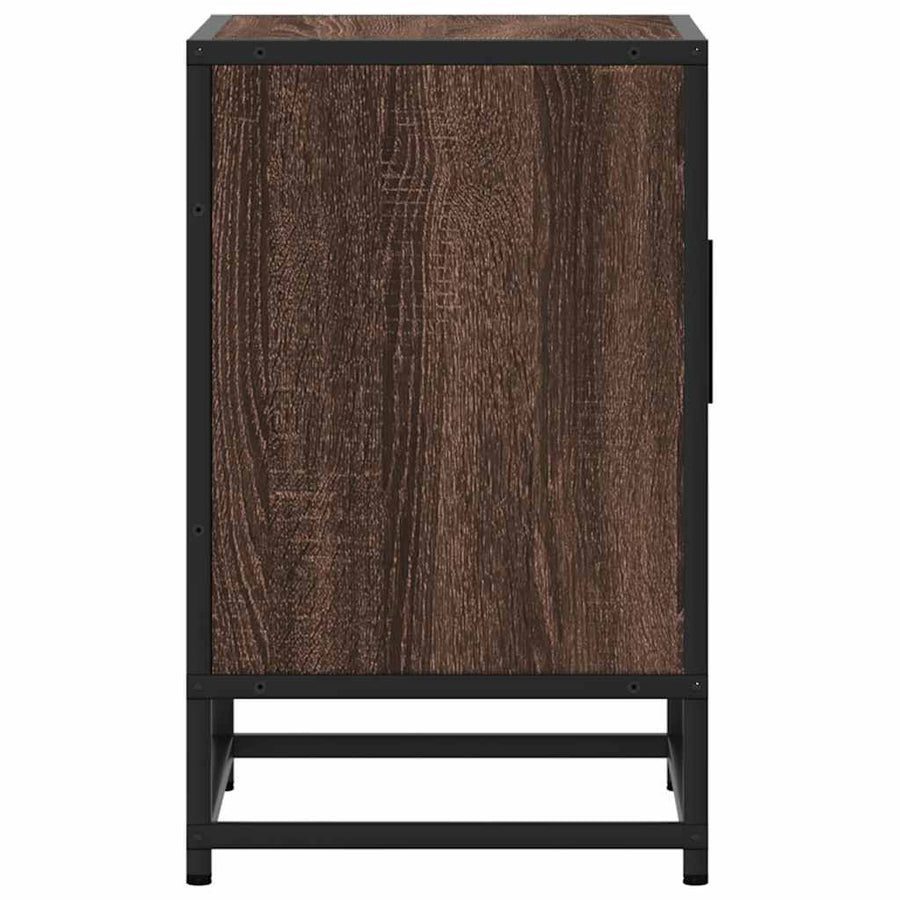 Nachtkastjes 2 st 40x31x50cm bewerkt hout en metaal bruin eiken