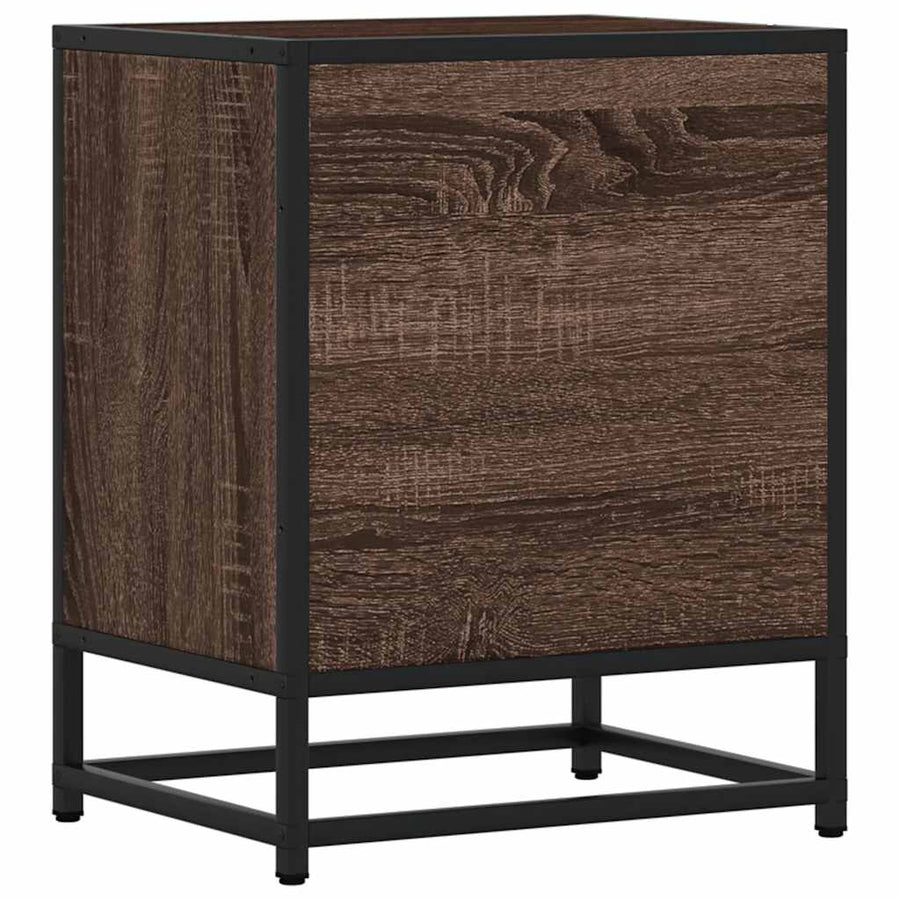 Nachtkastjes 2 st 40x31x50cm bewerkt hout en metaal bruin eiken