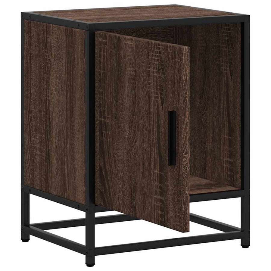 Nachtkastjes 2 st 40x31x50cm bewerkt hout en metaal bruin eiken
