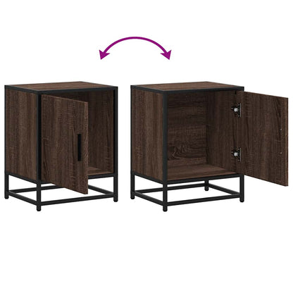 Nachtkastjes 2 st 40x31x50cm bewerkt hout en metaal bruin eiken