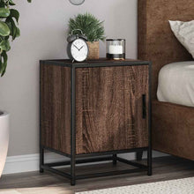 Nachtkastjes 2 st 40x31x50cm bewerkt hout en metaal bruin eiken