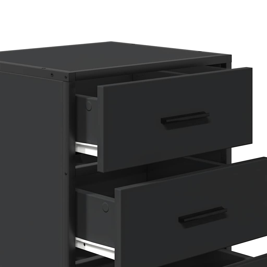 Nachtkastje 40x34,5x60 cm bewerkt hout en metaal zwart