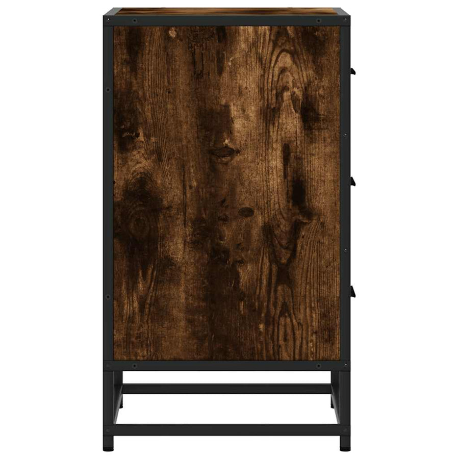 Nachtkastje 40x34,5x60 cm bewerkt hout en metaal gerookt eiken