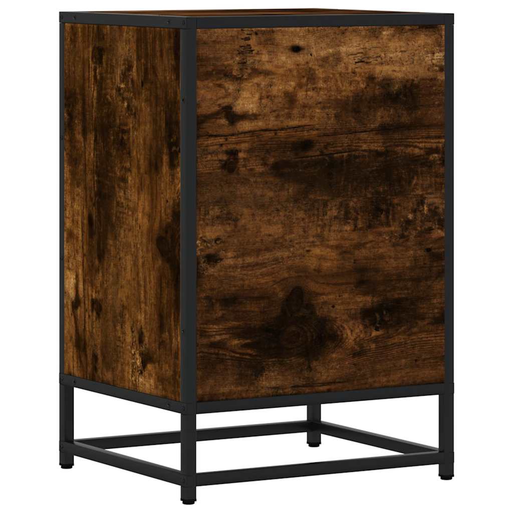 Nachtkastje 40x34,5x60 cm bewerkt hout en metaal gerookt eiken