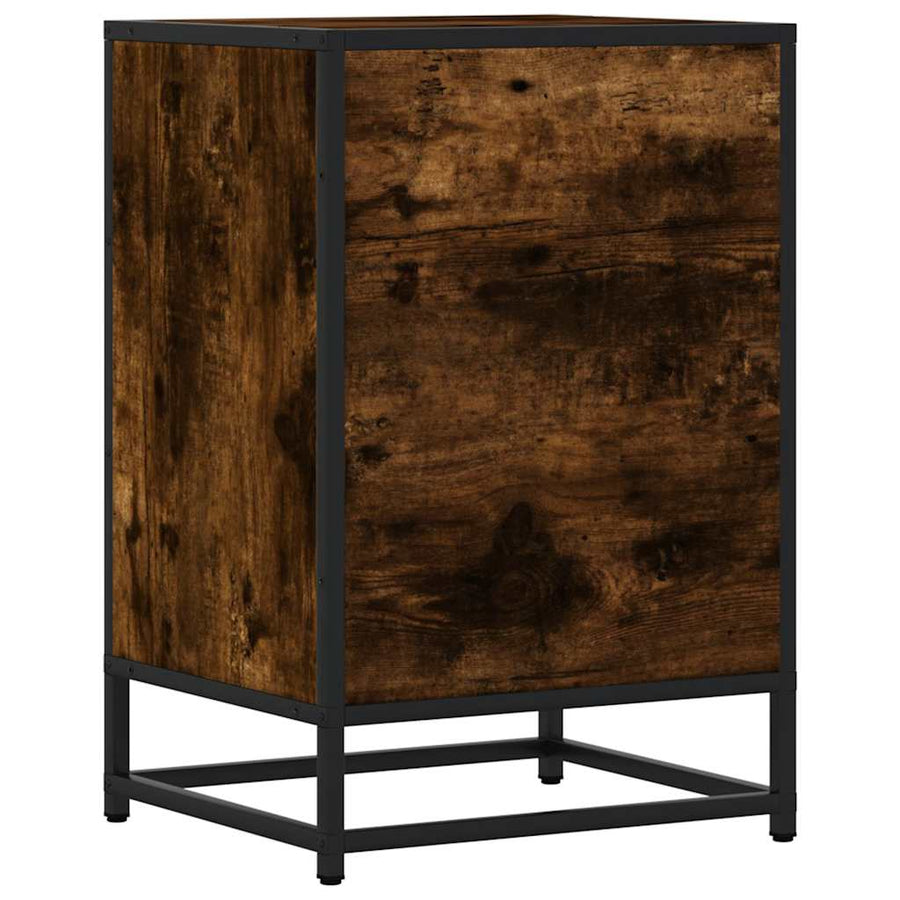 Nachtkastje 40x34,5x60 cm bewerkt hout en metaal gerookt eiken