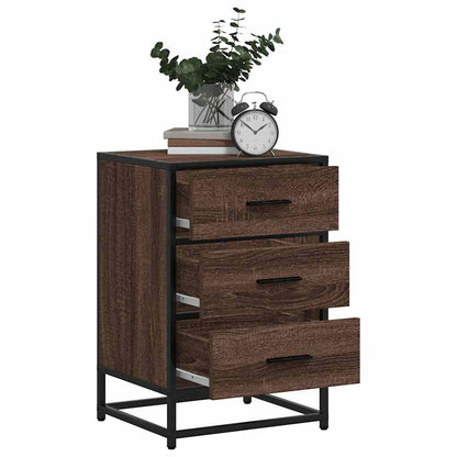 Nachtkastje 40x34,5x60 cm bewerkt hout&metaal bruin eikenkleur