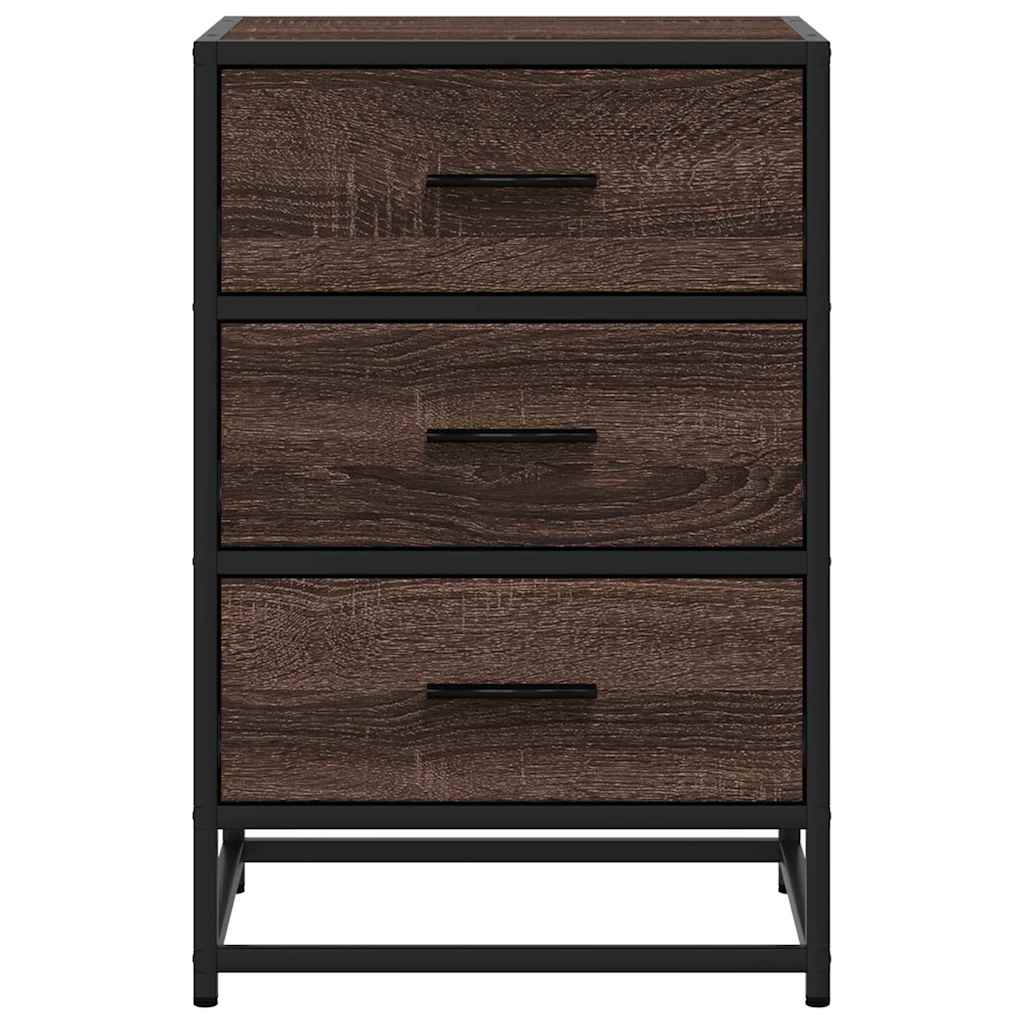 Nachtkastje 40x34,5x60 cm bewerkt hout&metaal bruin eikenkleur