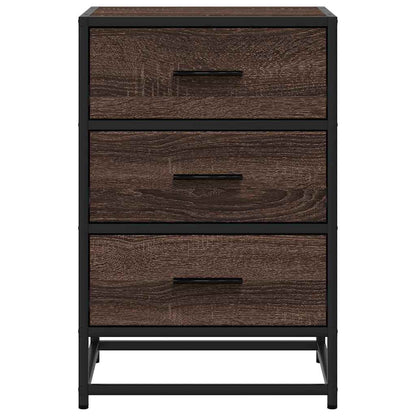 Nachtkastje 40x34,5x60 cm bewerkt hout&metaal bruin eikenkleur