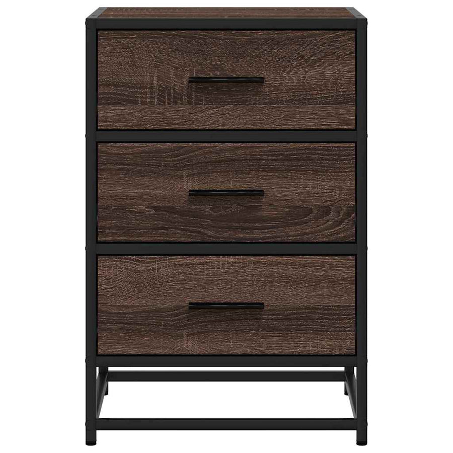 Nachtkastje 40x34,5x60 cm bewerkt hout&metaal bruin eikenkleur