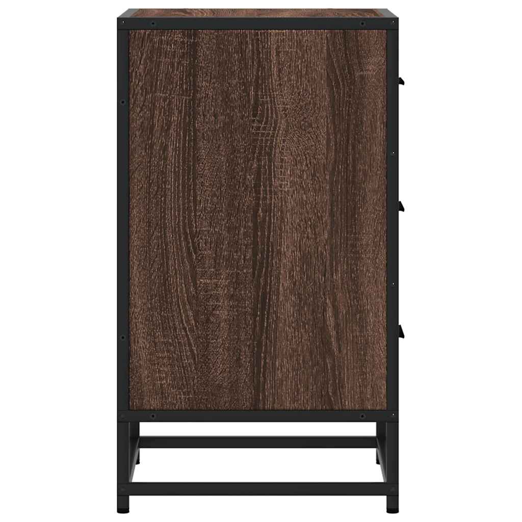 Nachtkastje 40x34,5x60 cm bewerkt hout&metaal bruin eikenkleur