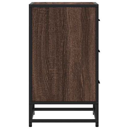 Nachtkastje 40x34,5x60 cm bewerkt hout&metaal bruin eikenkleur