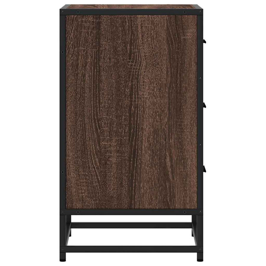 Nachtkastje 40x34,5x60 cm bewerkt hout&metaal bruin eikenkleur