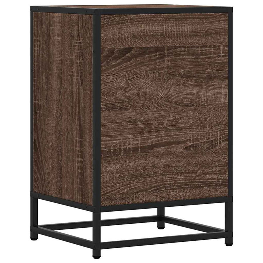 Nachtkastje 40x34,5x60 cm bewerkt hout&metaal bruin eikenkleur