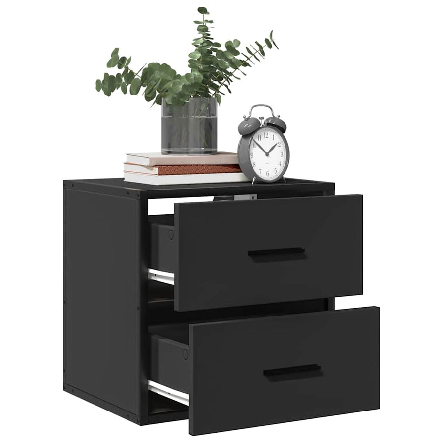 Nachtkastjes wandgemonteerd 2 st 40x31x39,5 cm zwart