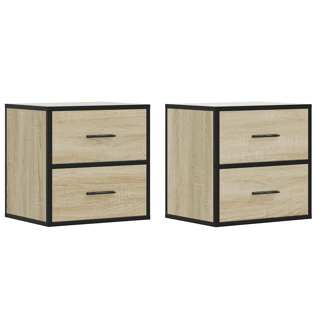Nachtkastjes 2 st wandgemonteerd 40x31x39,5cm sonoma eikenkleur