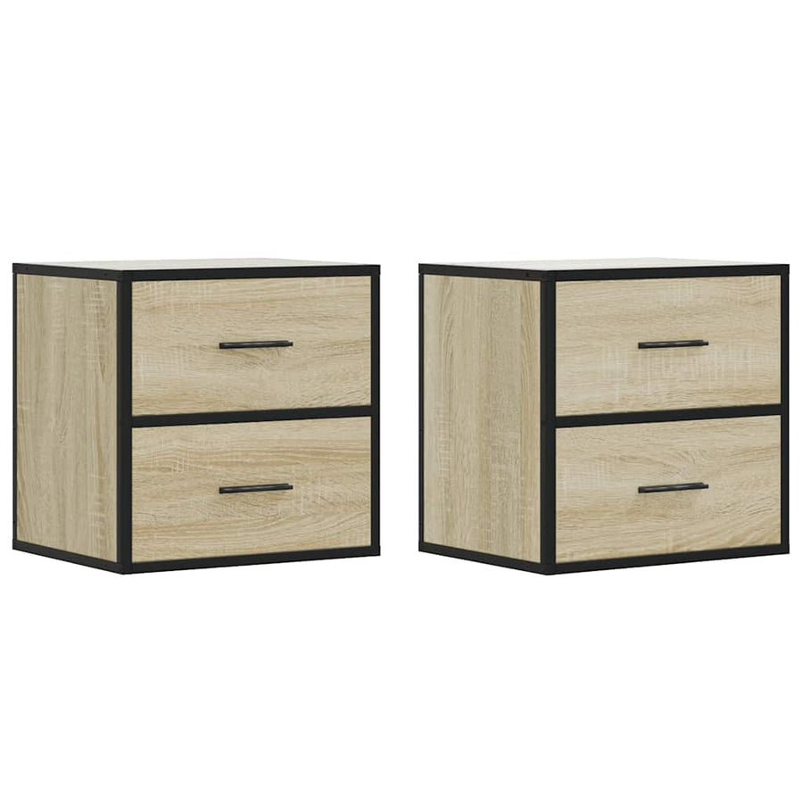 Nachtkastjes 2 st wandgemonteerd 40x31x39,5cm sonoma eikenkleur